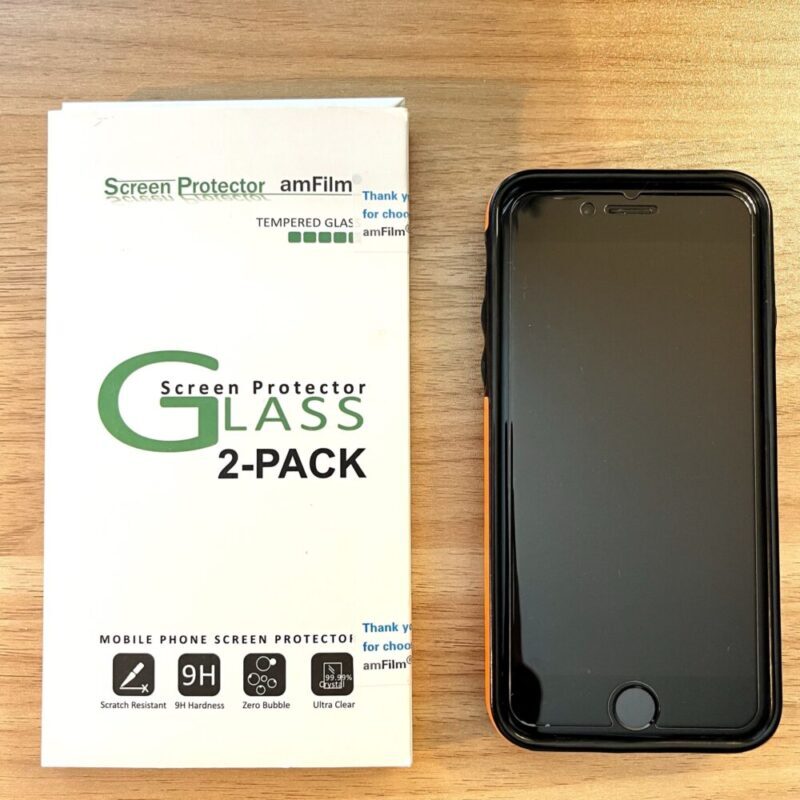 amFilm Screen Protector on iPhone 8